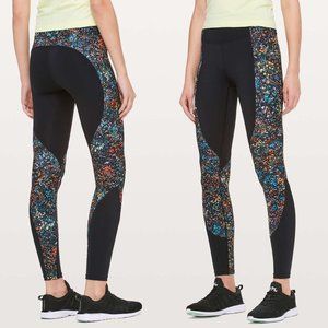 Lululemon black rainbow Flowerescent Multi print Wake & Train 28” leggings tight